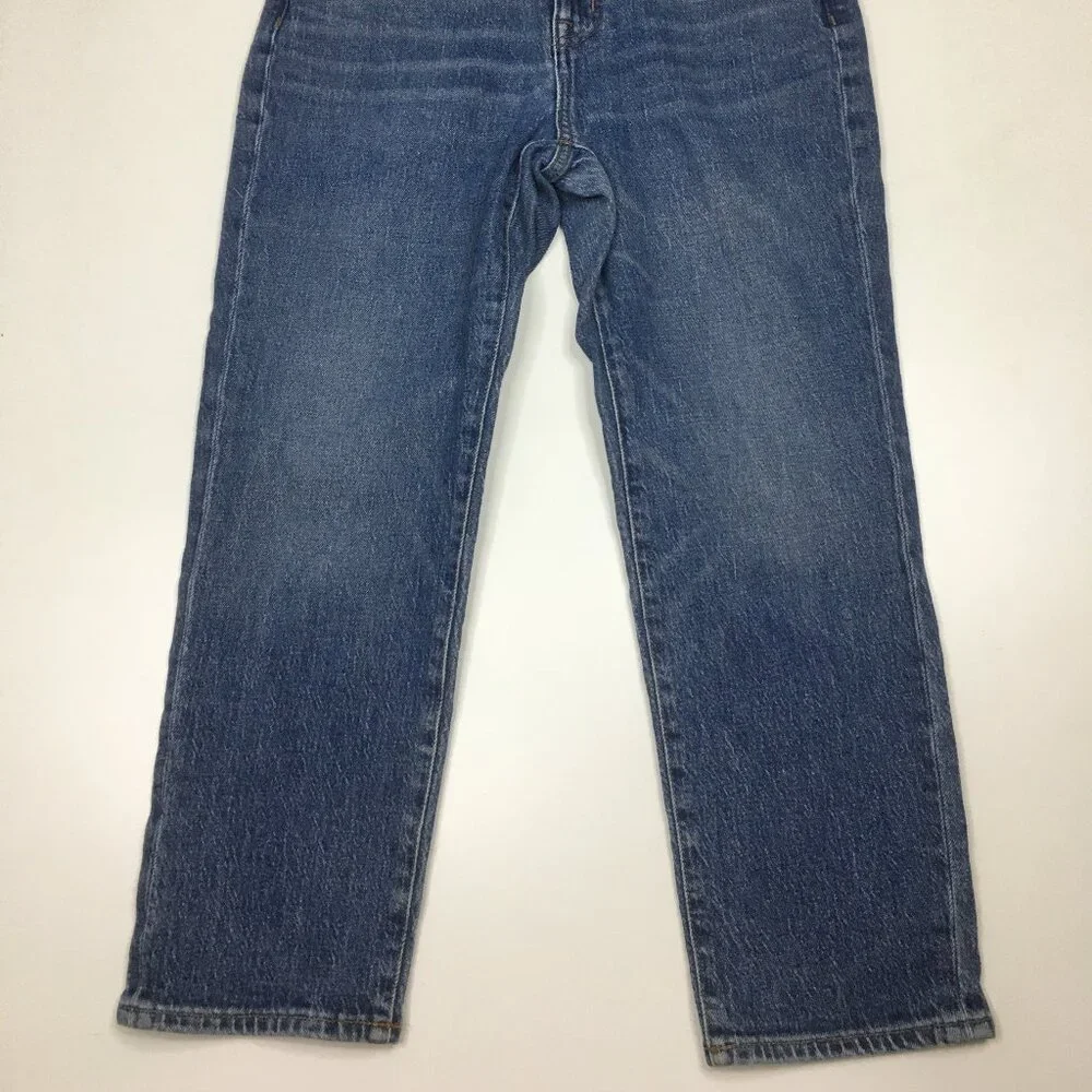 MADEWELL Petite Medium/Light Wash 5 Pocket Classic Straight Cropped Jeans - Picture 7 of 11